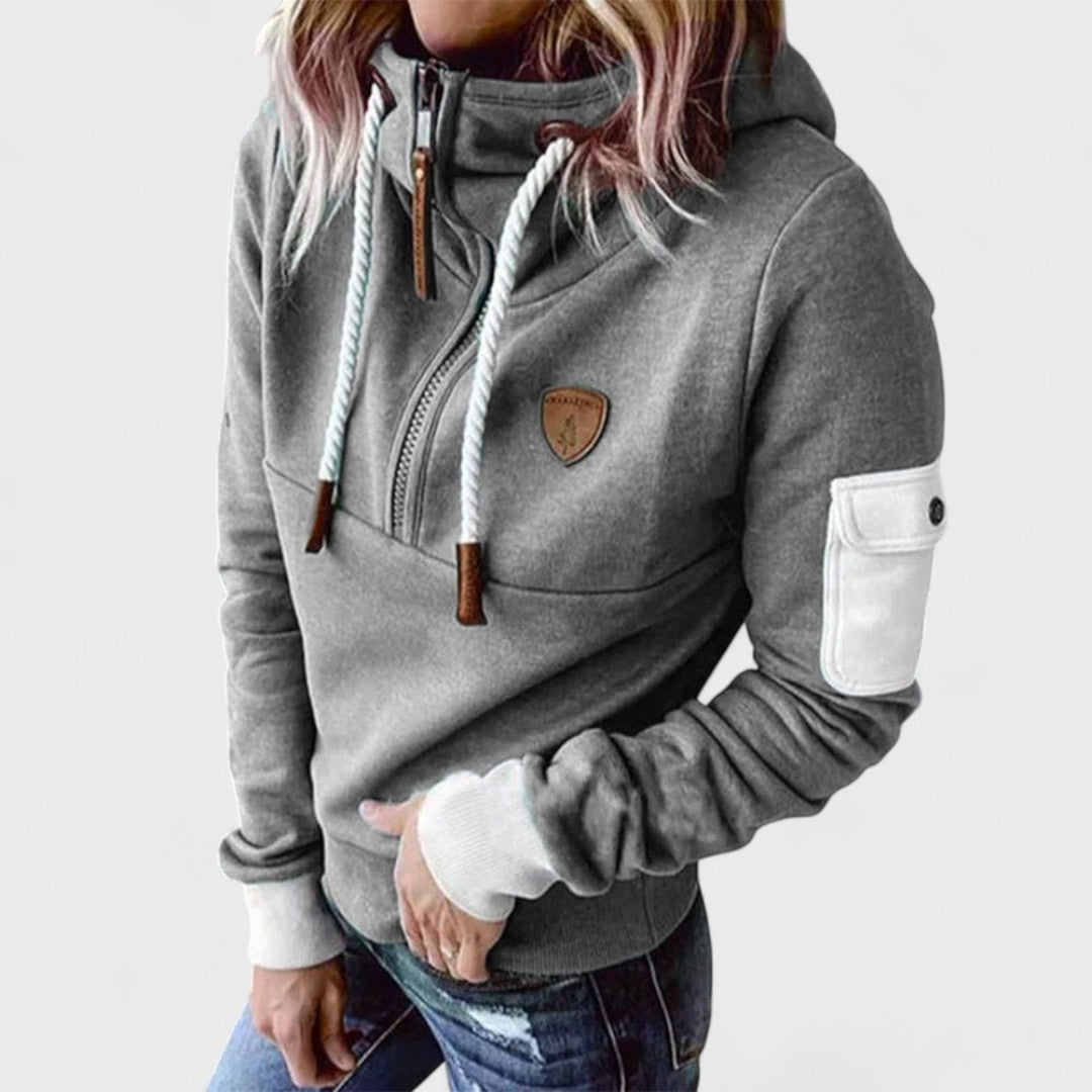 Women's Casual Half-Zip Hooded Sweatshirt