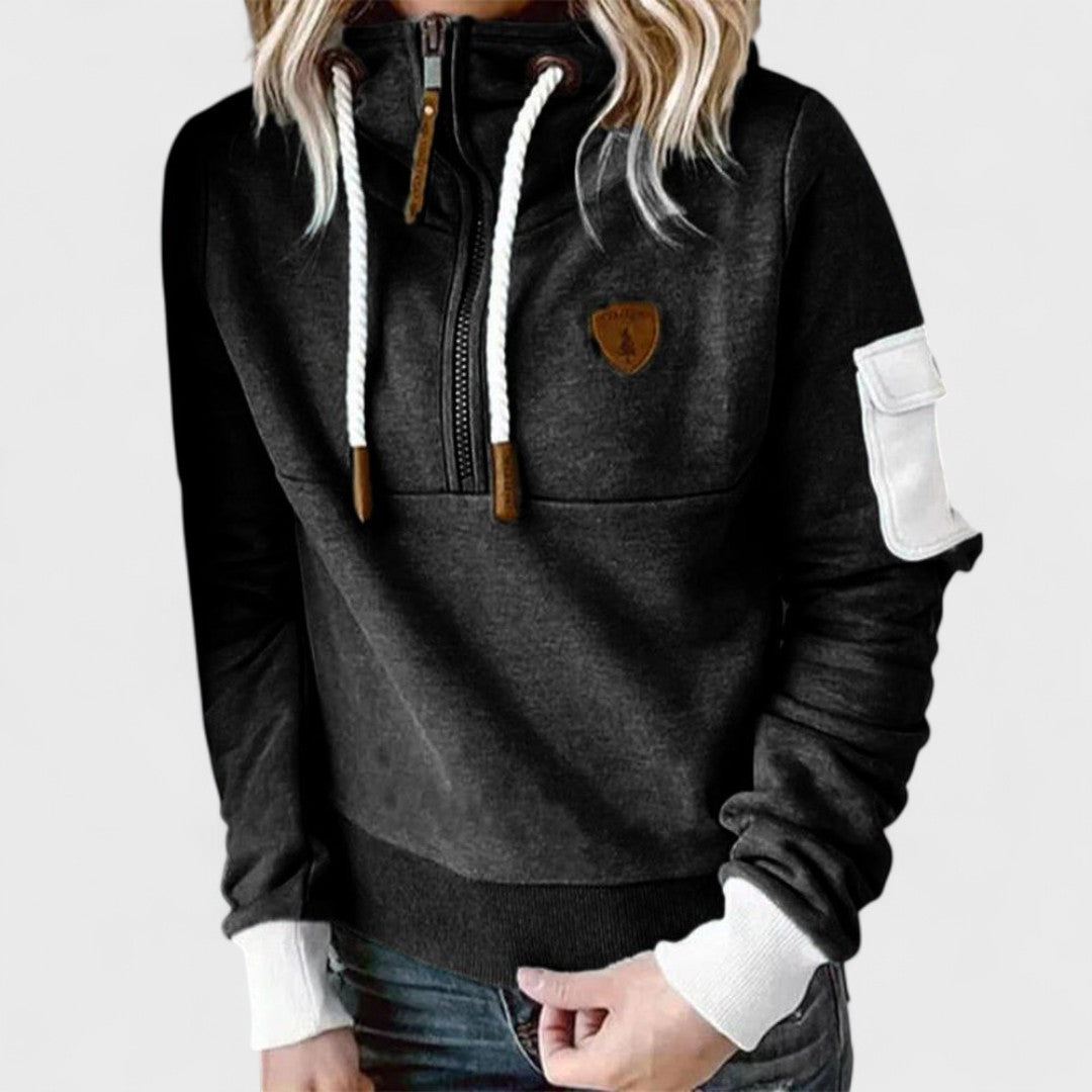 Women's Casual Half-Zip Hooded Sweatshirt