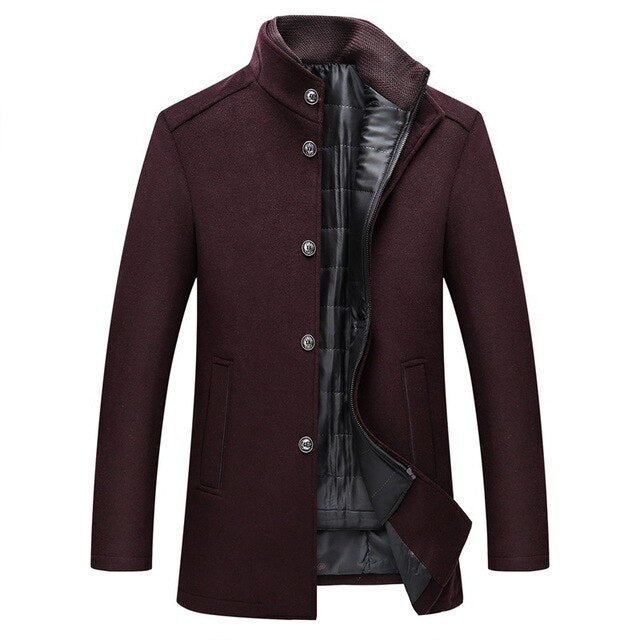 Men's Elegant Mid-Length Button Coat