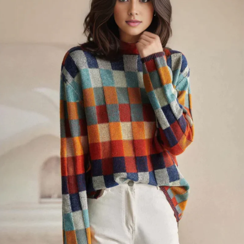 Women’s Multicolor Plaid Cozy Knit Sweater