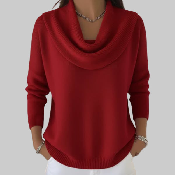 Women's Cowl Neck Long Sleeve Knit Sweater