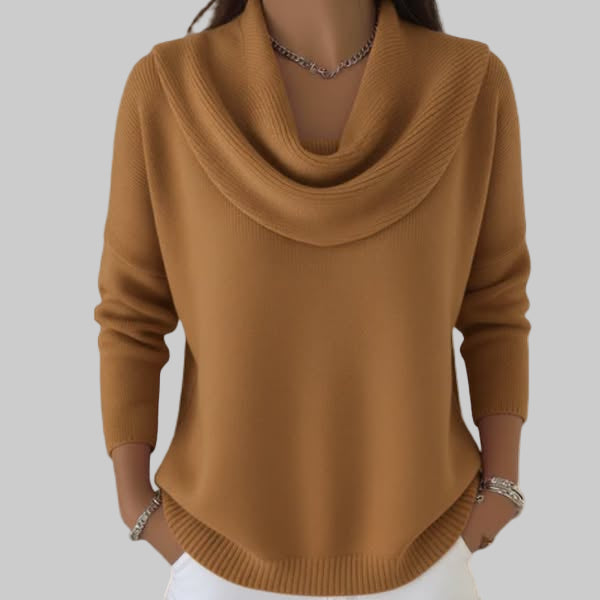 Women's Cowl Neck Long Sleeve Knit Sweater