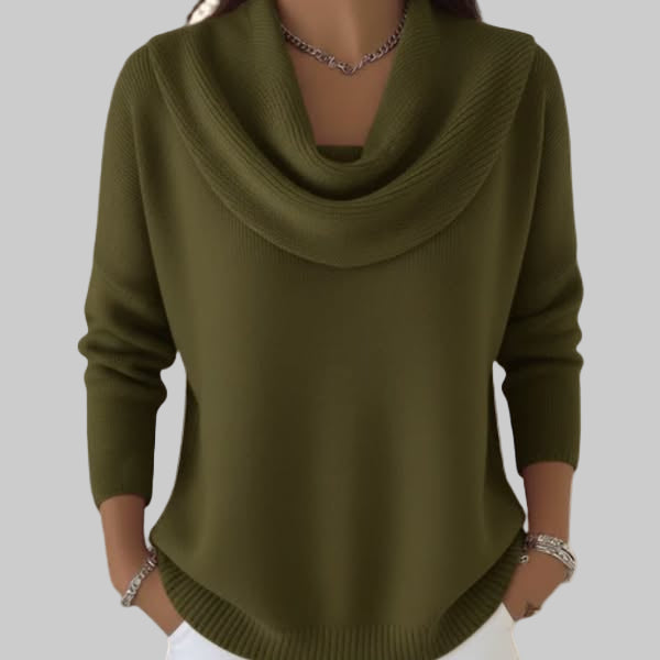 Women's Cowl Neck Long Sleeve Knit Sweater