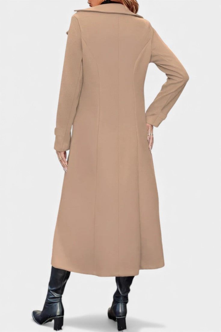 Women's Double-Breasted Notch Collar Maxi Coat