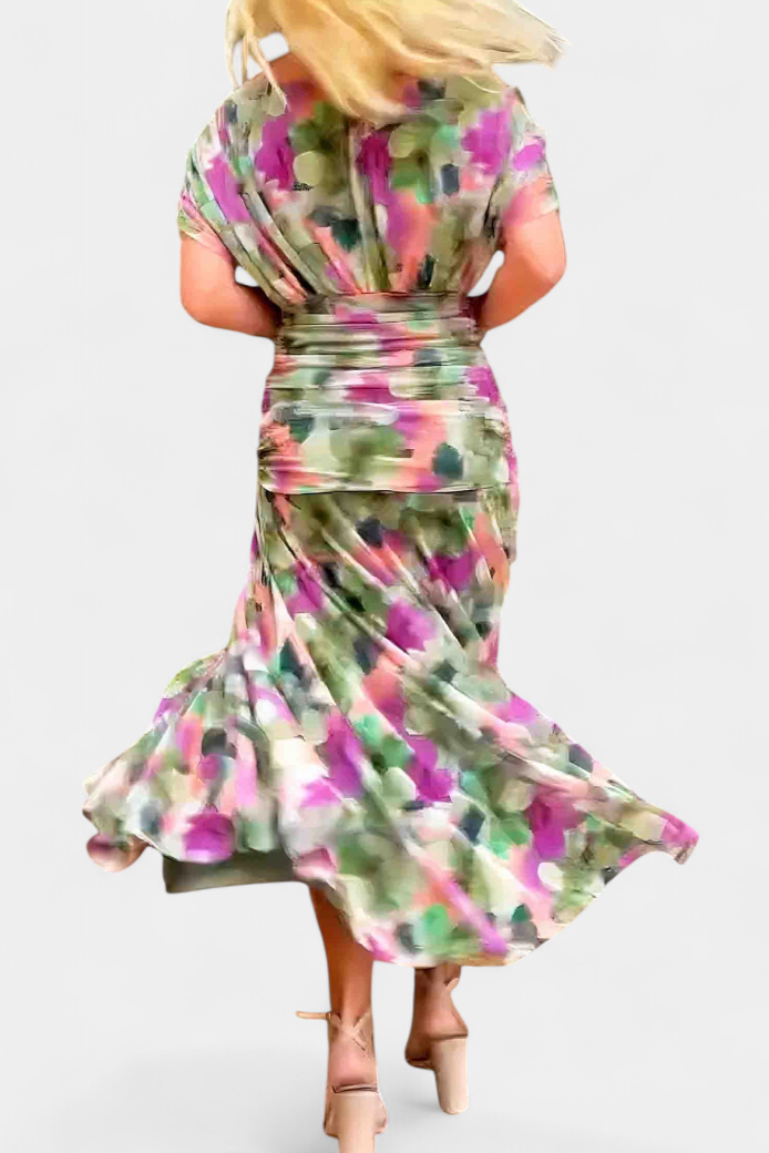 Women's Off-Shoulder Chiffon Ruched Maxi Dress