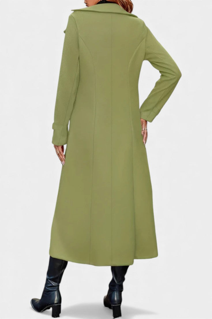 Women's Double-Breasted Notch Collar Maxi Coat