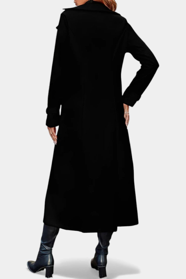 Women's Double-Breasted Notch Collar Maxi Coat