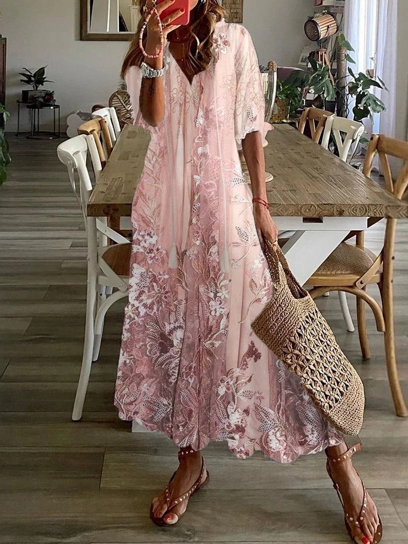 Women's Cottagecore Floral Maxi Dress