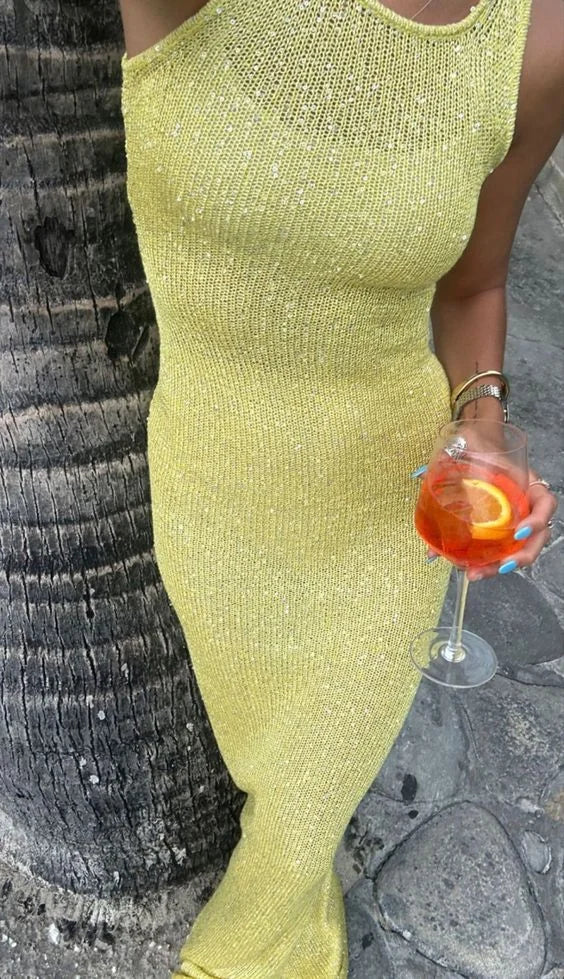 Joey - Women’s sleeveless sparkling maxi dress for evenings