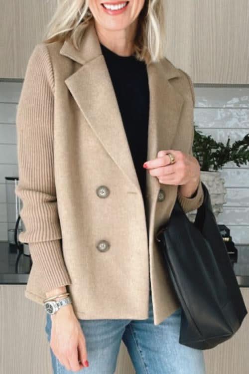 Women's Tailored Knit Double-Breasted Blazer