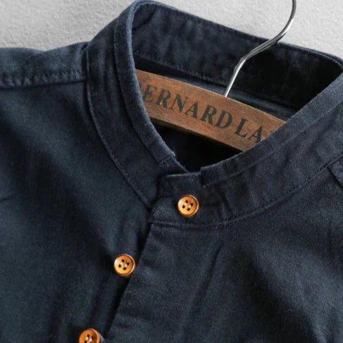 Men's Mandarin Collar Button-Up Shirt