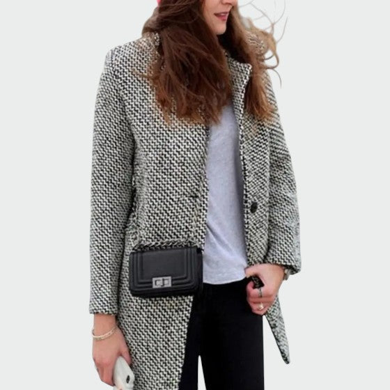 Women's Houndstooth Longline Tailored Coat