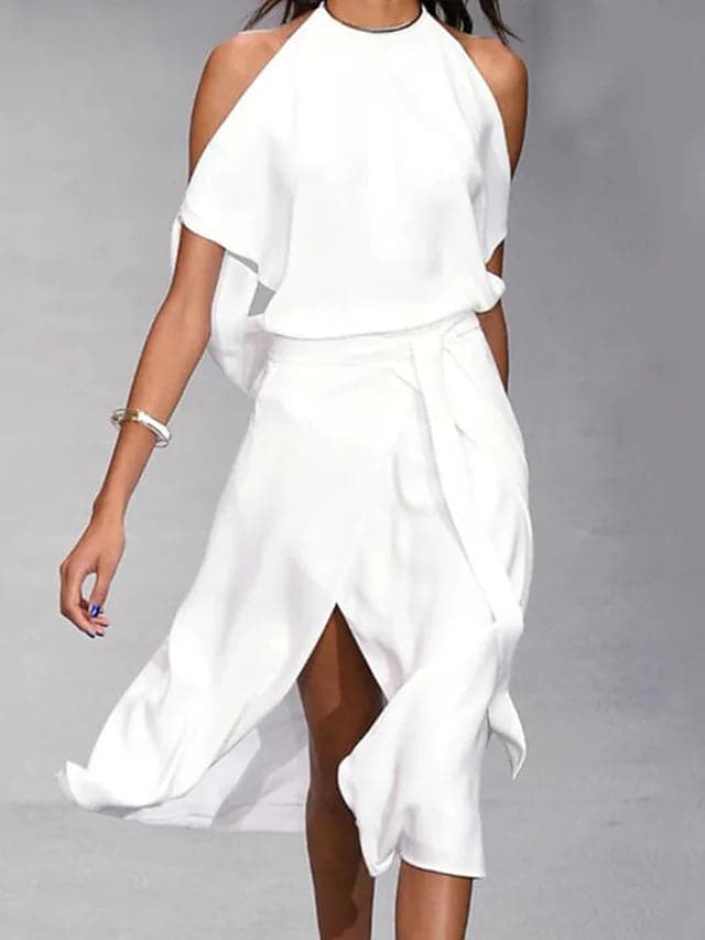 Women's Sleeveless Asymmetrical Hem Midi Dress