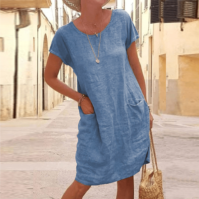 Women’s Minimalist Relaxed Shift Dress with Pockets
