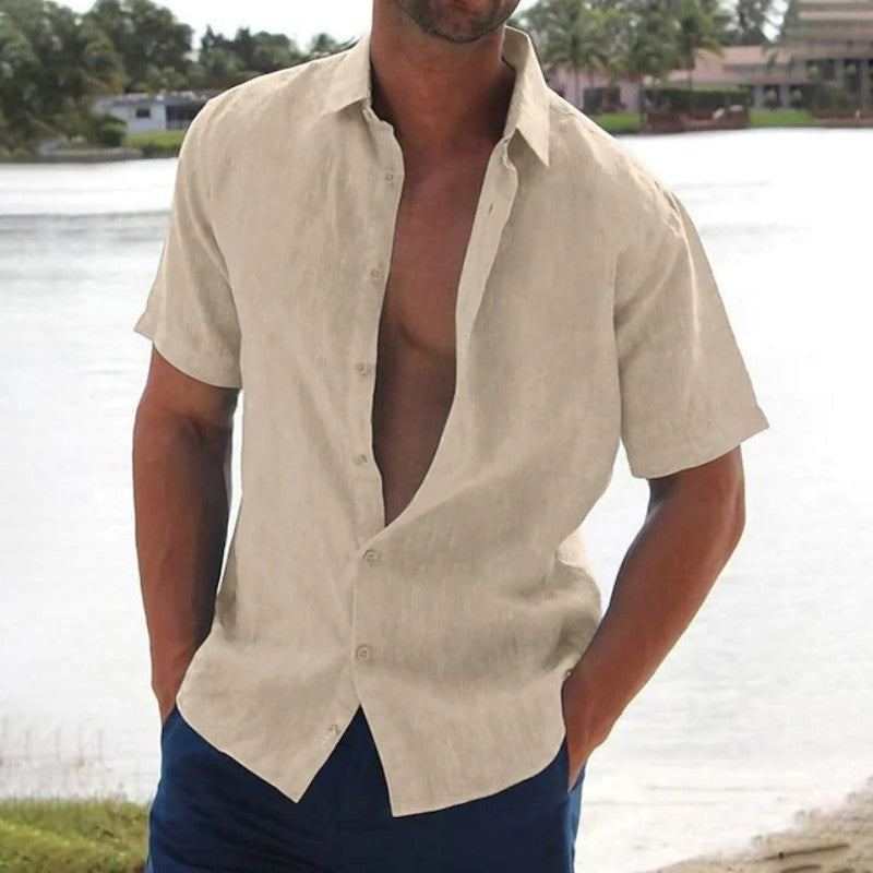 Men's Short Sleeve Casual Button-Up Shirt