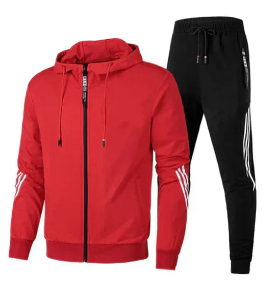 Men's Hooded Zip-Up Tracksuit Set
