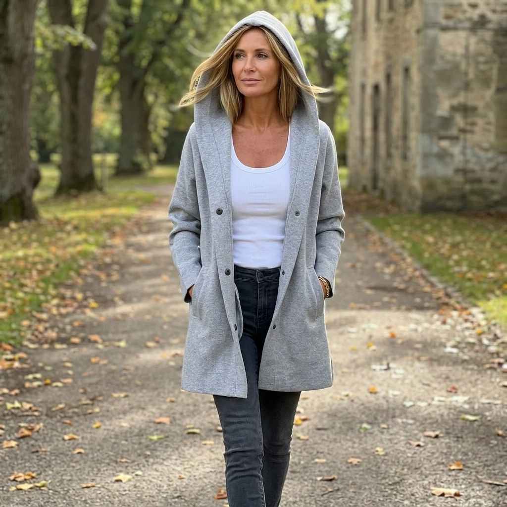 Women's Button-Front Hooded Knit Coat