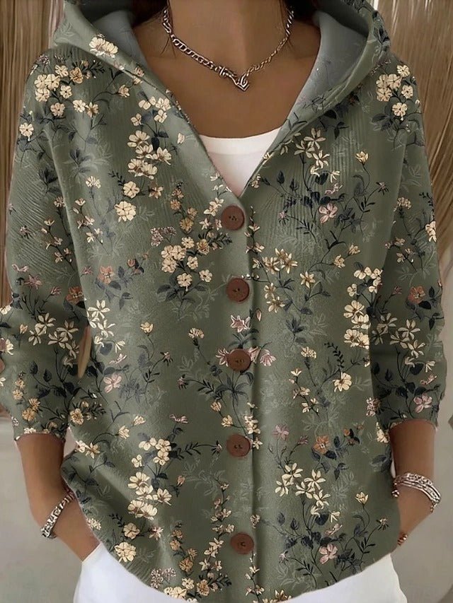 Women's Patchwork Hooded Cardigan with Colorful Pattern