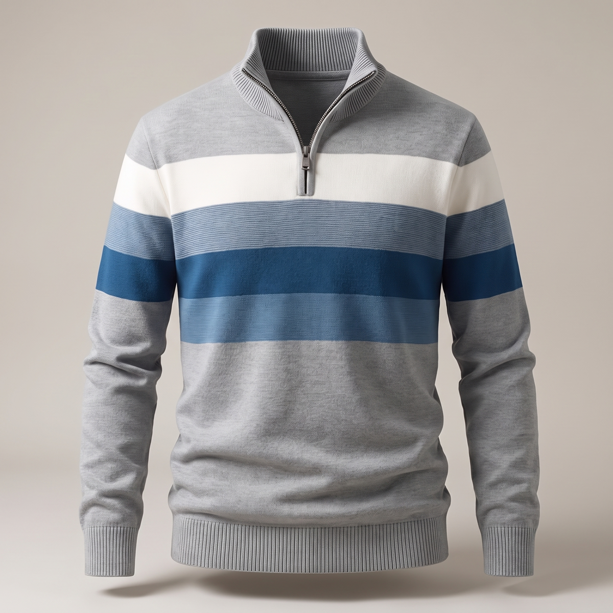 Men's Classic Quarter-Zip Striped Sweater