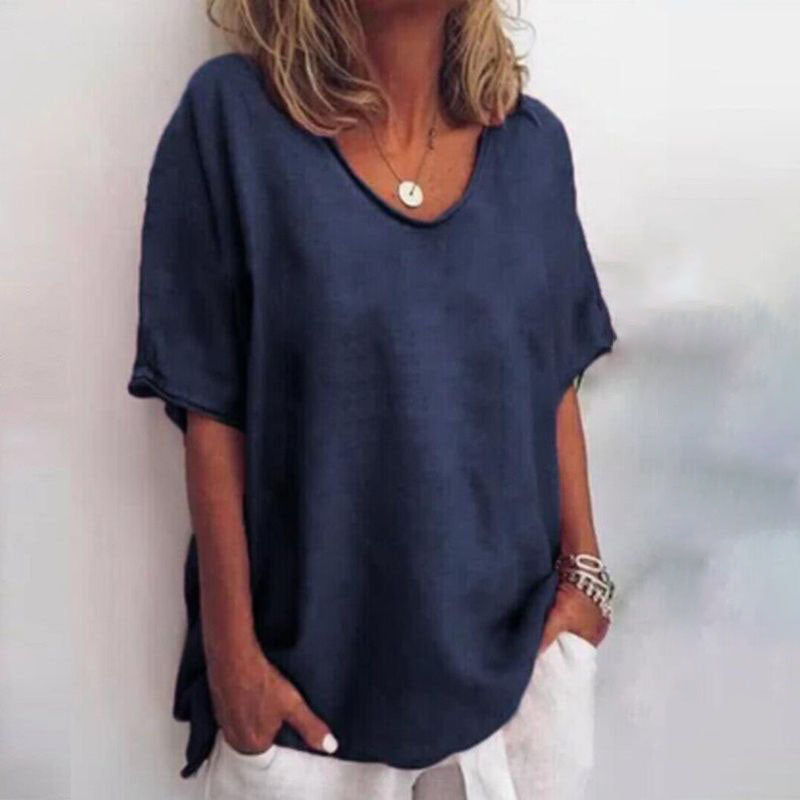 Relaxed Short Sleeve V-Neck Top for Everyday Wear