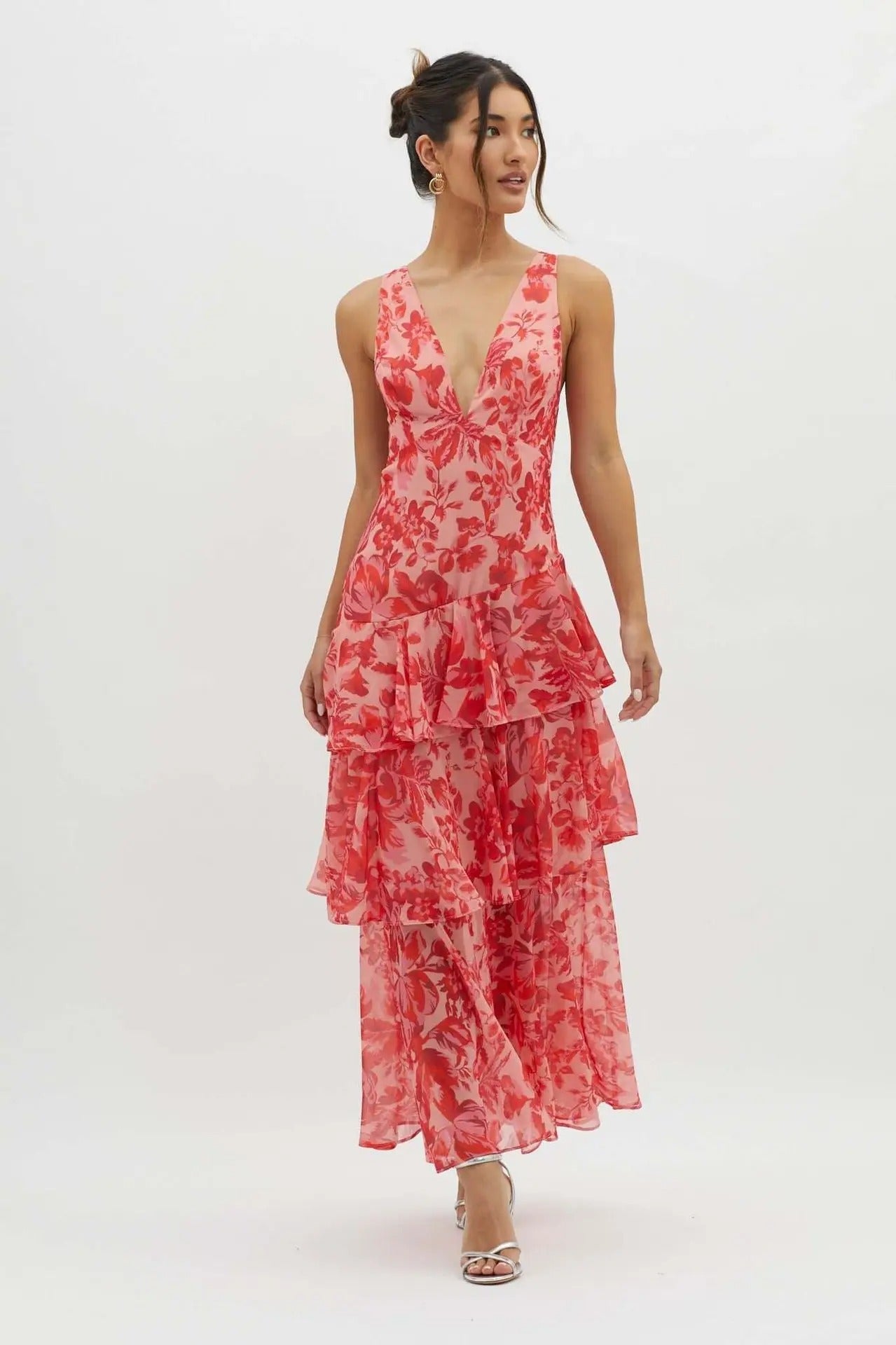 Women’s Floral Tiered Ruffle Maxi Dress