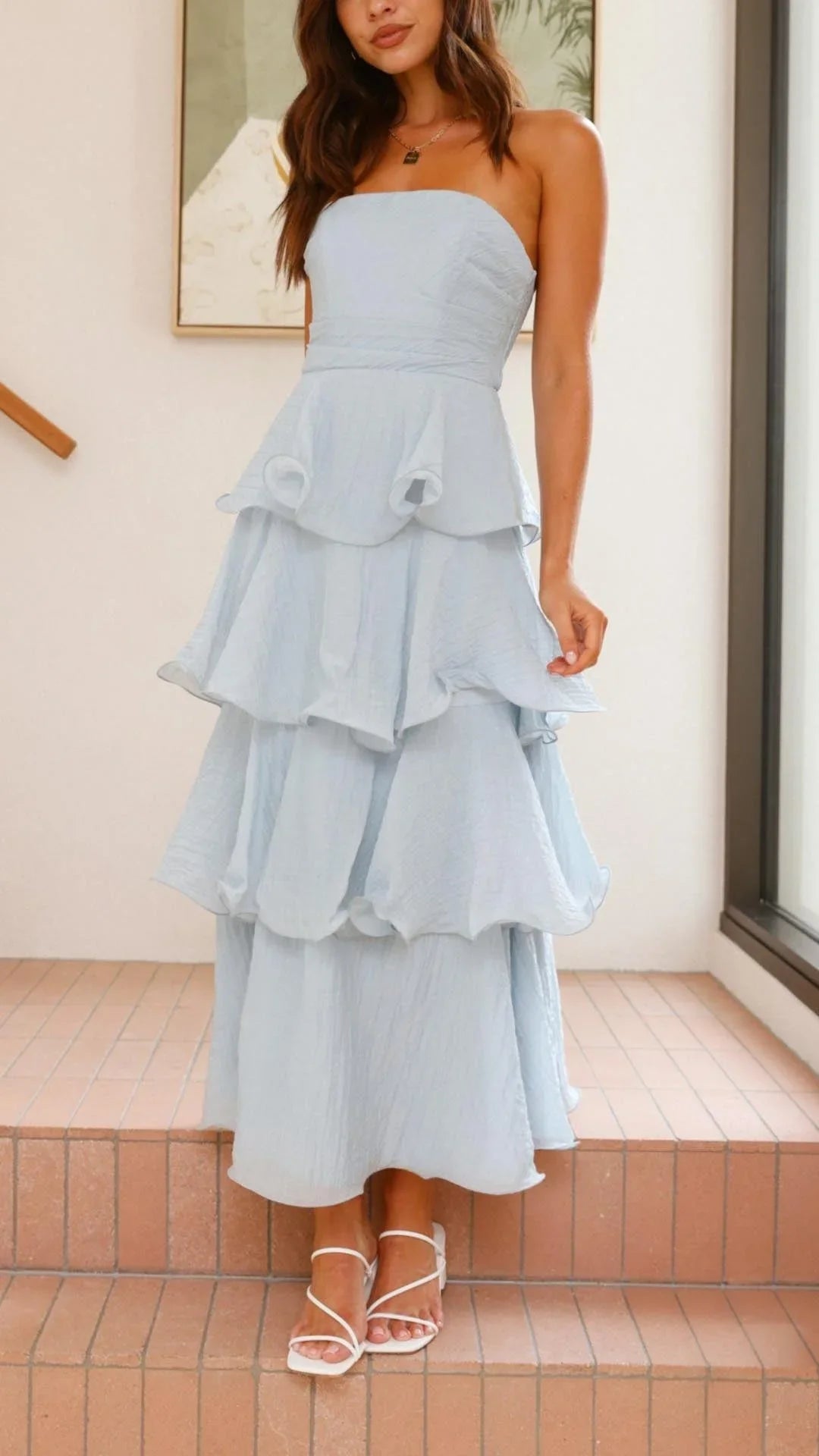 Mazie - Women’s strapless tiered dress with elegant layers