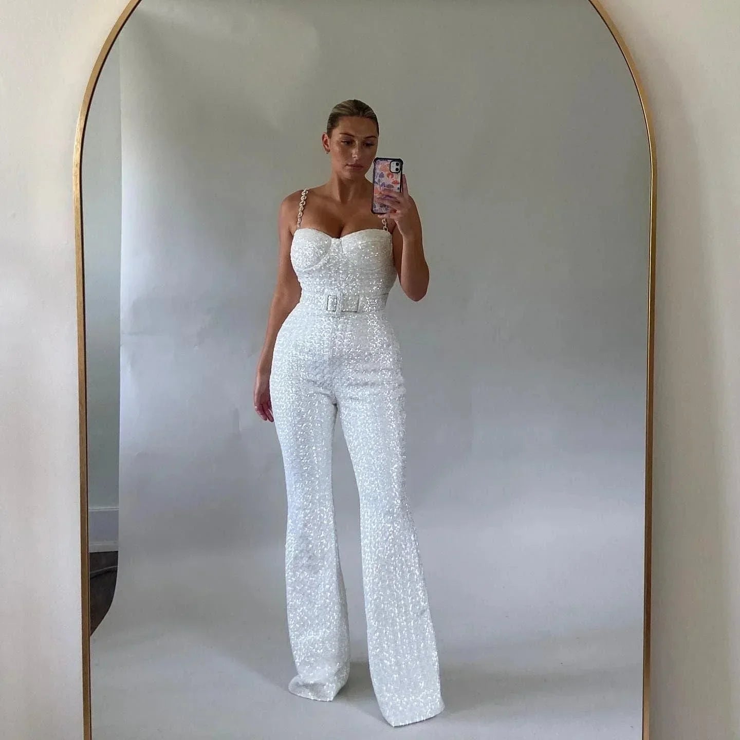 Women’s Glamorous Sequin Wide-Leg Jumpsuit