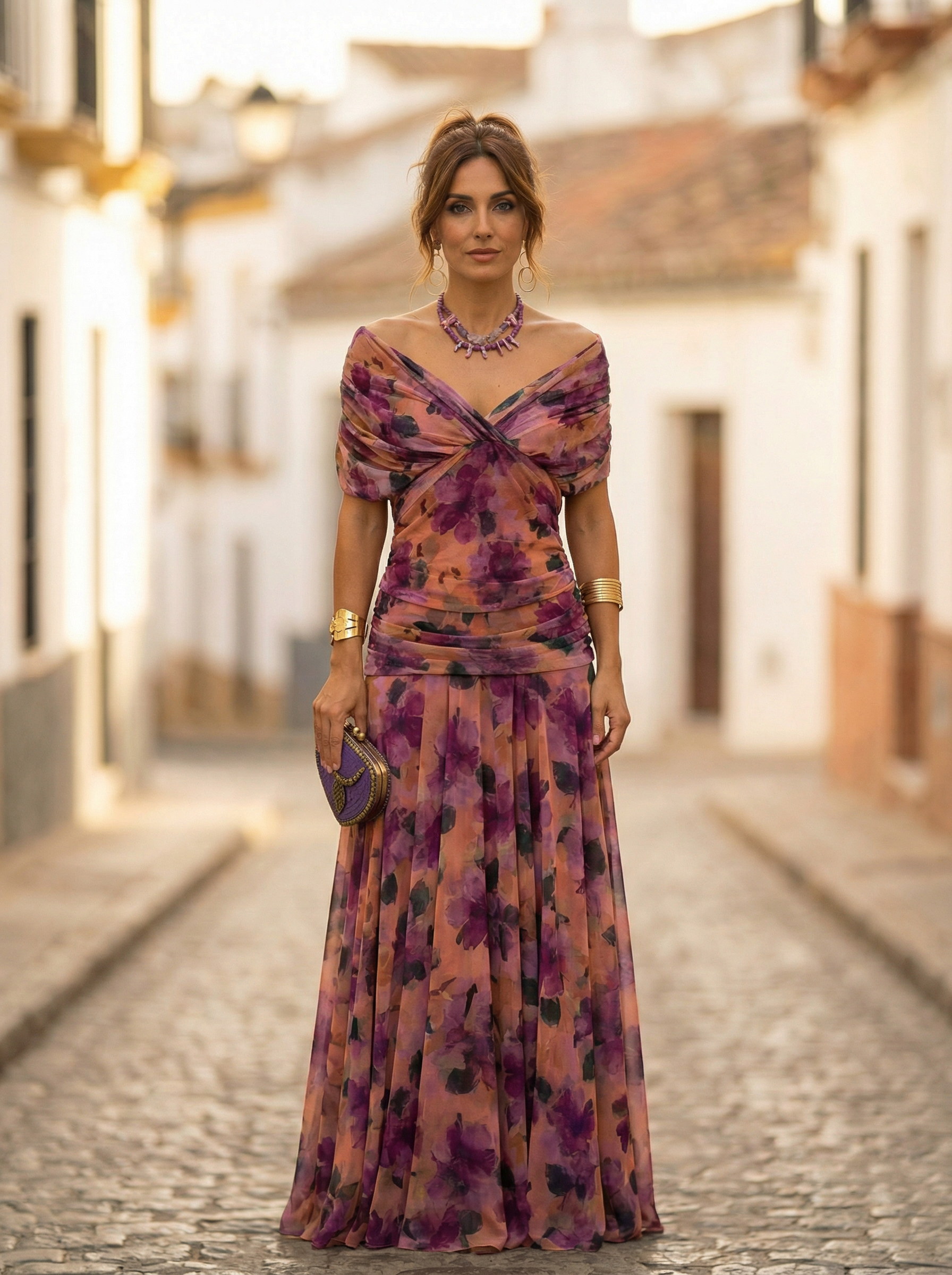 Women's Elegant Off-Shoulder Ruched Maxi Dress
