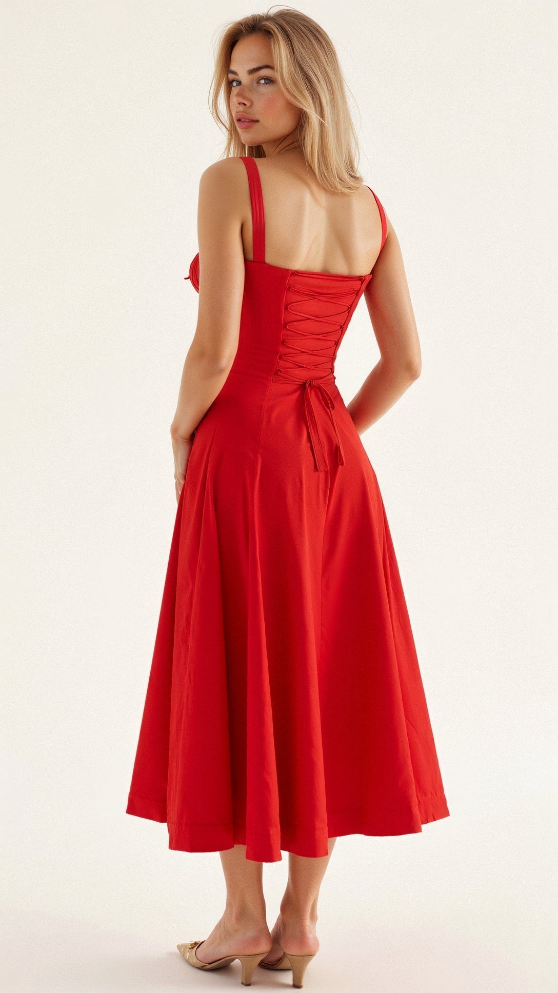 Women’s Elegant A-Line Midi Dress with Side Slit