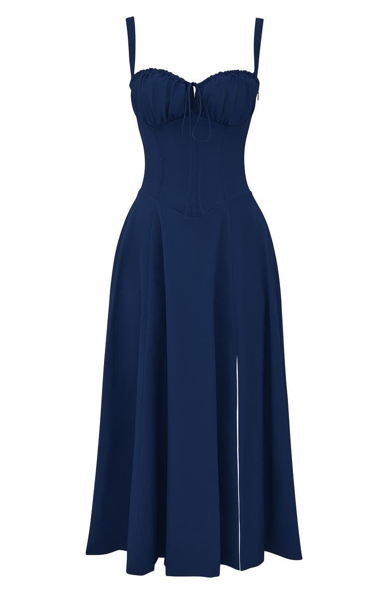 Women’s Elegant A-Line Midi Dress with Side Slit