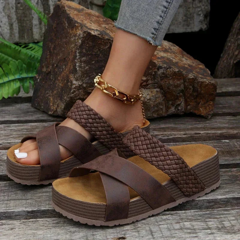 Cross Strap Platform Wedge Summer Sandals for Women