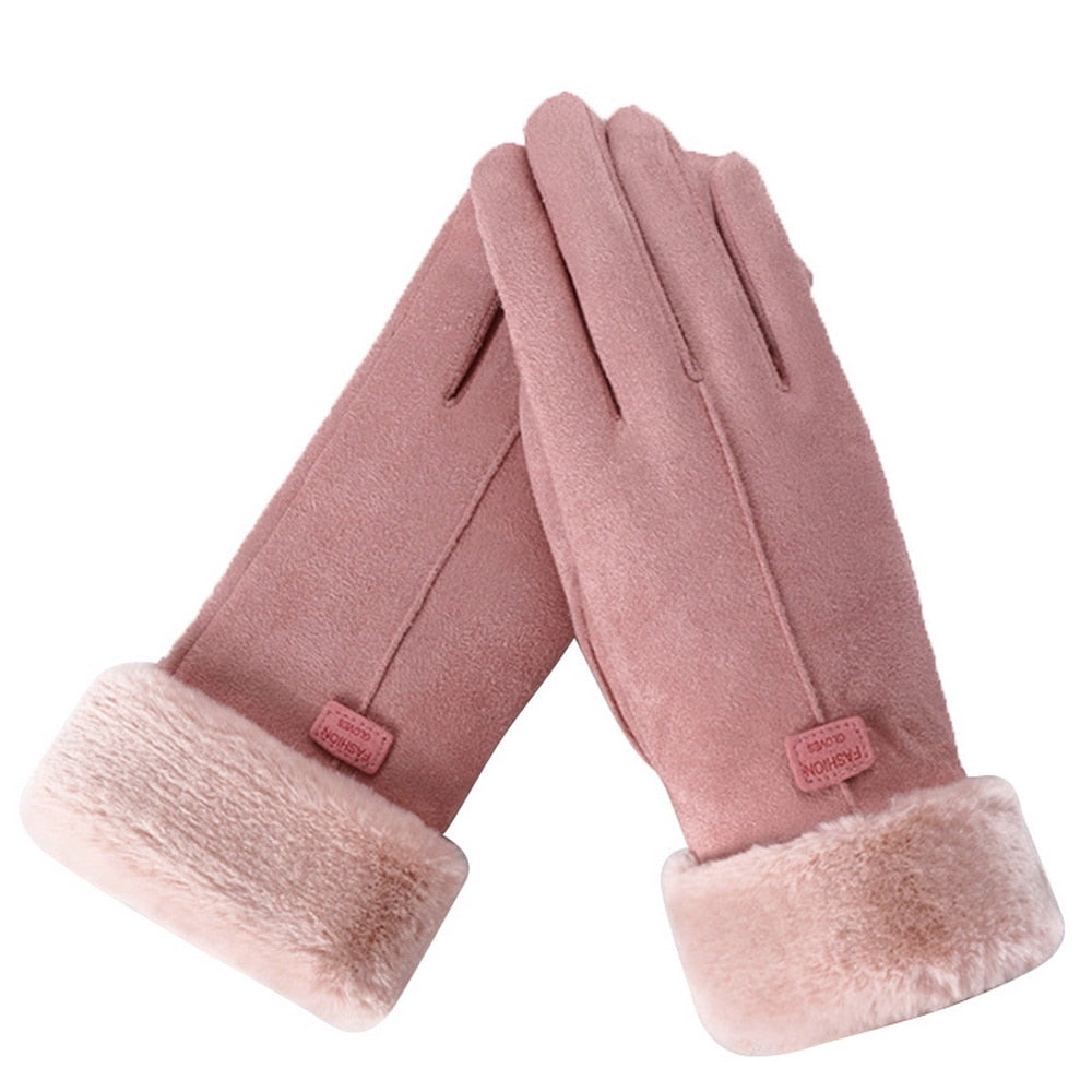 Women's Soft Fleece-Lined Gloves with Plush Cuffs