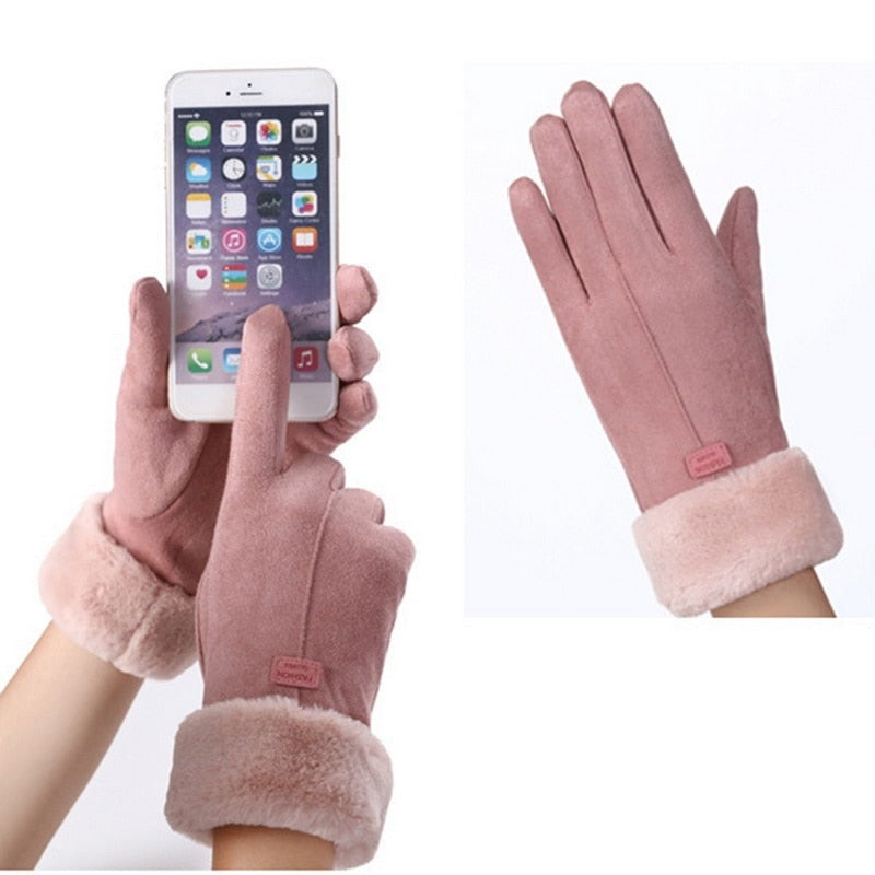 Women's Soft Fleece-Lined Gloves with Plush Cuffs