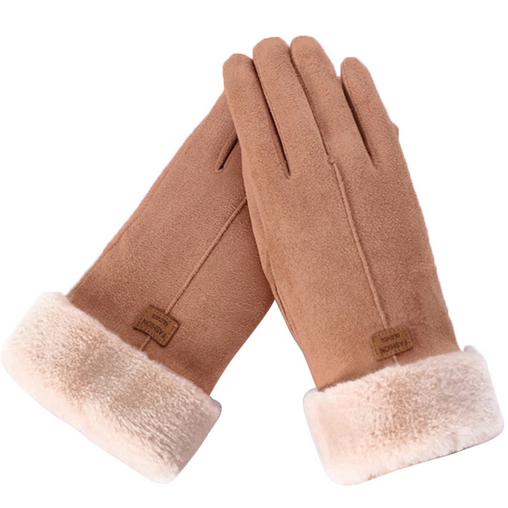 Women's Soft Fleece-Lined Gloves with Plush Cuffs