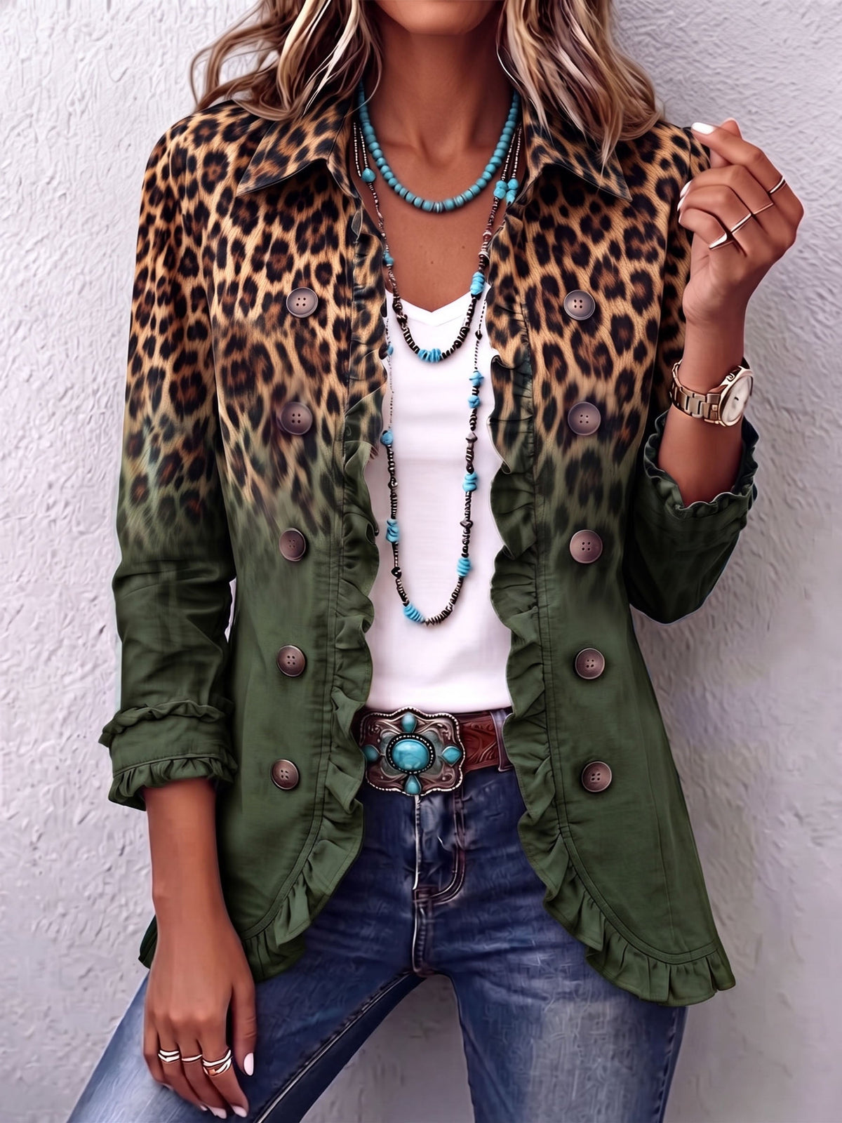 Women’s Leopard Ombre Print Tailored Blazer