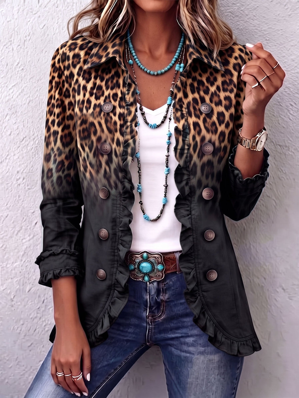 Women’s Leopard Ombre Print Tailored Blazer