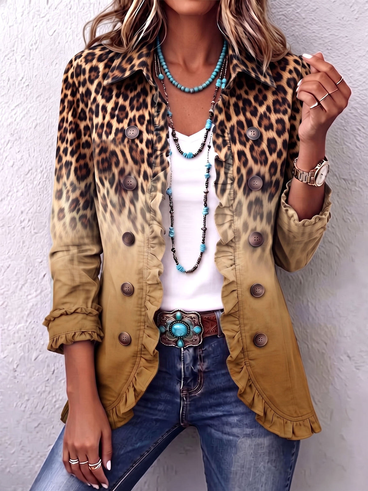 Women’s Leopard Ombre Print Tailored Blazer