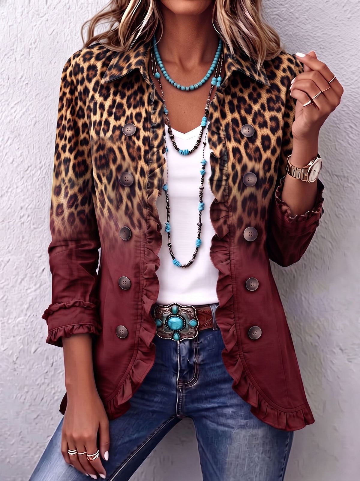 Women’s Leopard Ombre Print Tailored Blazer