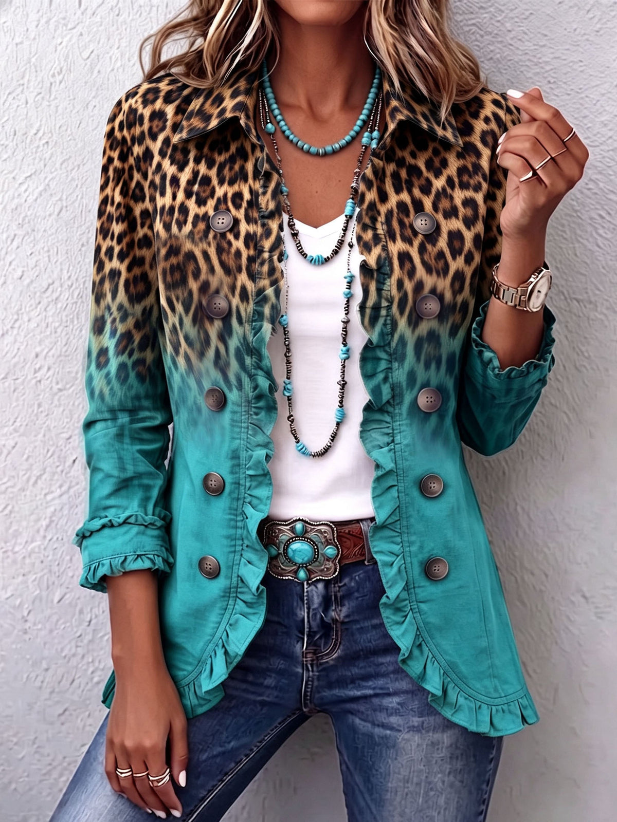 Women’s Leopard Ombre Print Tailored Blazer