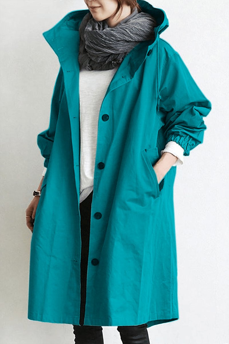 Women's Hooded Longline Button Coat