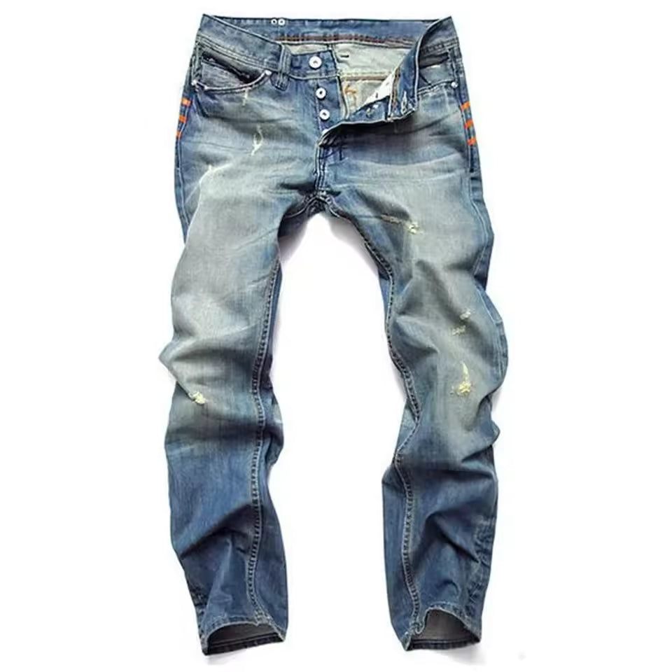 Men's Ripped Denim Jeans Deep Blue