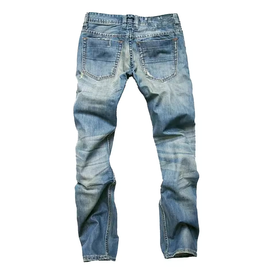 Men's Ripped Denim Jeans Deep Blue