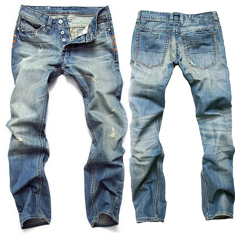 Men's Ripped Denim Jeans Deep Blue