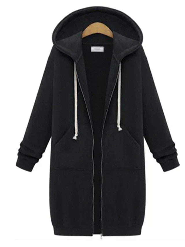 Stylish Women's Longline Zip Hoodie