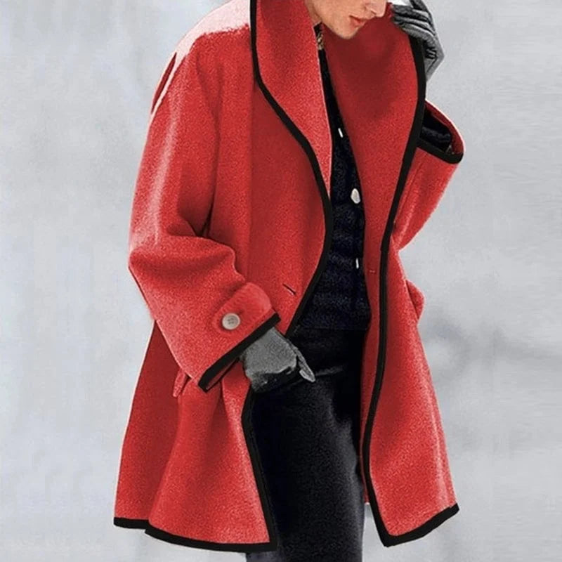 Women’s Open-Front Trench Coat with Contrast Trim