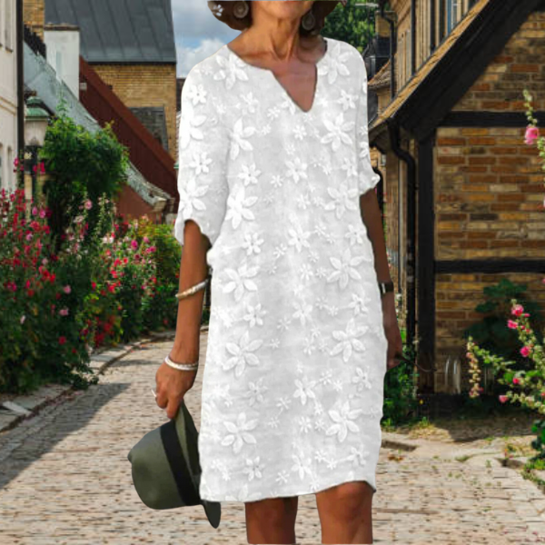 Women’s Floral Textured V-Neck Mini Dress