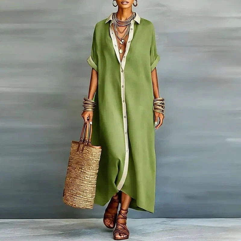 Women’s Relaxed Button-Front Maxi Dress