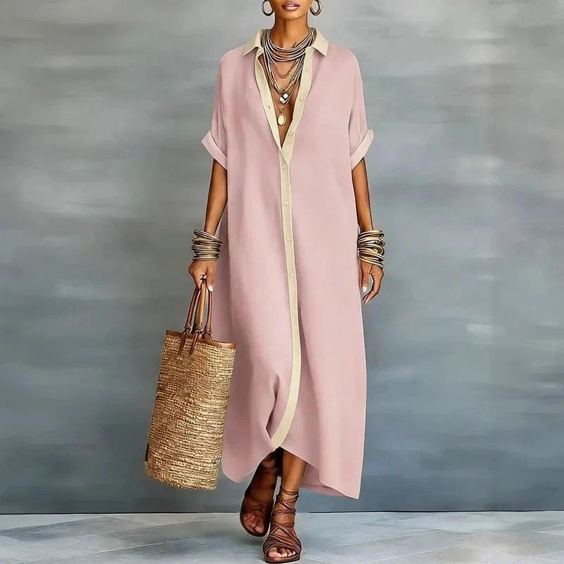Women’s Relaxed Button-Front Maxi Dress