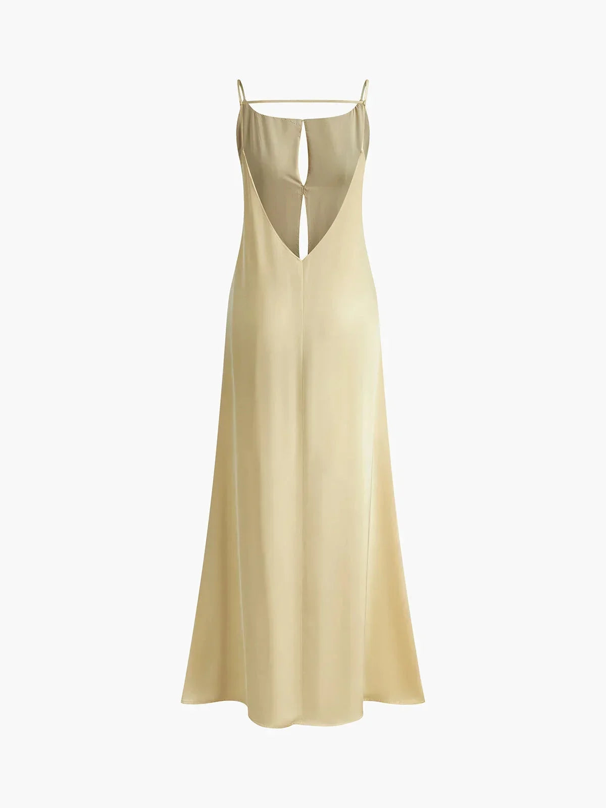 Women’s Elegant Satin Backless Maxi Dress with Minimalist Slip Silhouette