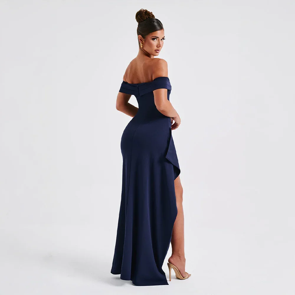 Women’s Off Shoulder Split Evening Formal Maxi Dress